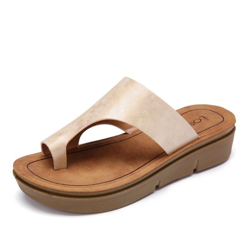 Kobiety Toe Ring Slip On Miękka Podeszwa Casual Letnie Sandały