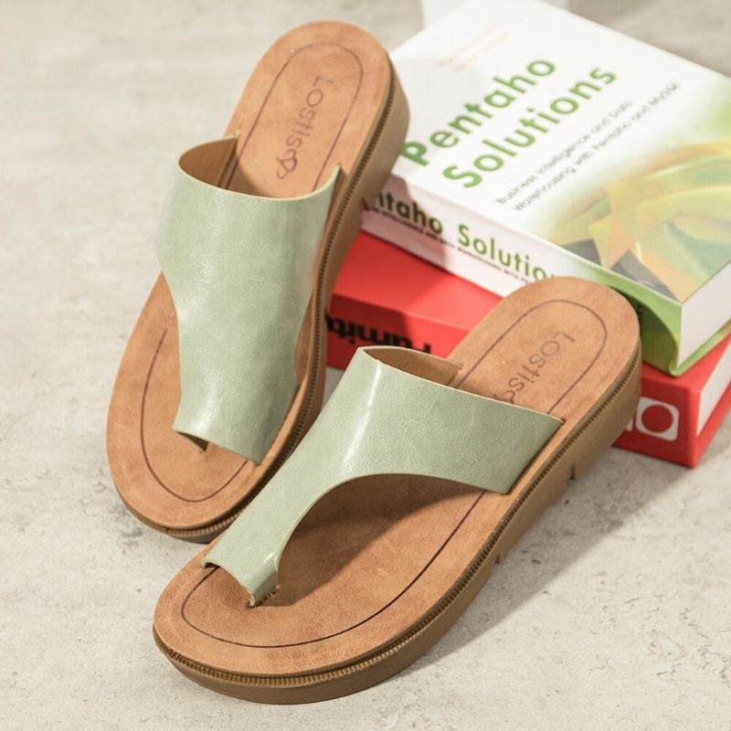 Kobiety Toe Ring Slip On Miękka Podeszwa Casual Letnie Sandały