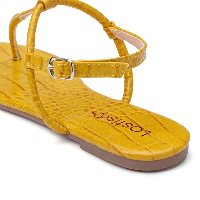 Kobiety W Jednolitym Kolorze T-strap Clip Toe Boczna Klamra Casual Sandały