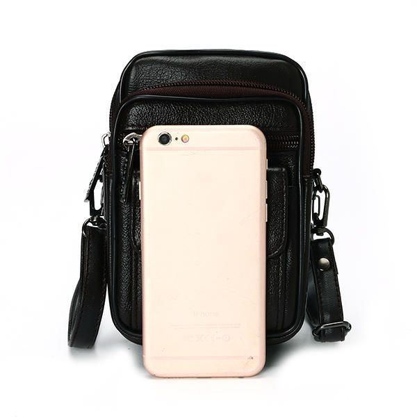 5.3 Cala Telefon Komórkowy Mężczyźni Prawdziwa Skórzana Torba Na Talię W Stylu Vintage Crossbody Bag