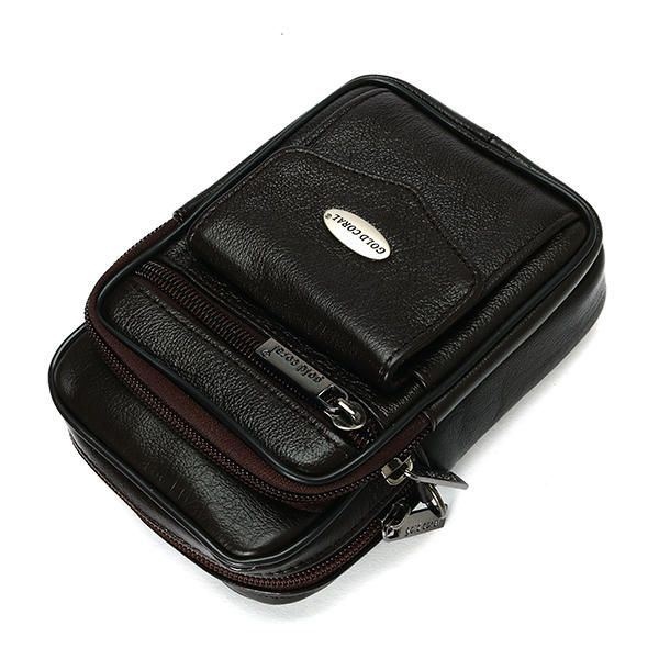 5.3 Cala Telefon Komórkowy Mężczyźni Prawdziwa Skórzana Torba Na Talię W Stylu Vintage Crossbody Bag