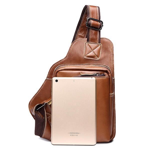 Bullcaptain® Męska Torba Na Ramię Z Prawdziwej Skóry Business Casual Outdoor Torba Crossbody Na Klatkę Piersiową Na Ipada Mini