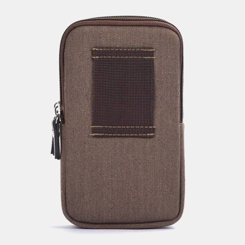 Mężczyźni Canvas Multi-pocket Outdoor Sports 6.3 Cala Torba Na Telefon Torba Biodrowa Torba Na Ramię