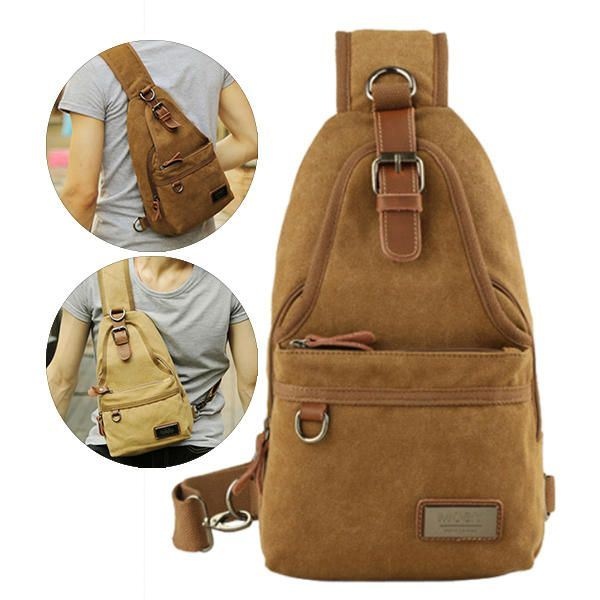 Mężczyźni Canvas Retro Crossbody Bag Torba Na Klatkę Piersiową Casual Outdoor Sports Shoulder Bag