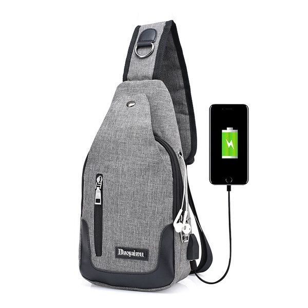 Mężczyźni Kobiety Port Usb Casual Outdoor Torba Na Klatkę Piersiową Crossbody Bag