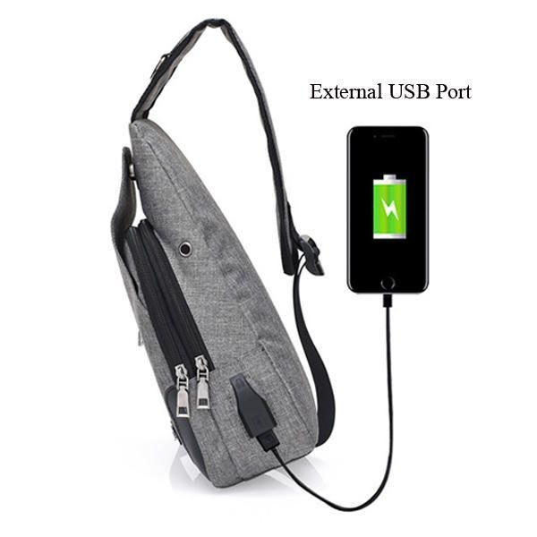 Mężczyźni Kobiety Port Usb Casual Outdoor Torba Na Klatkę Piersiową Crossbody Bag