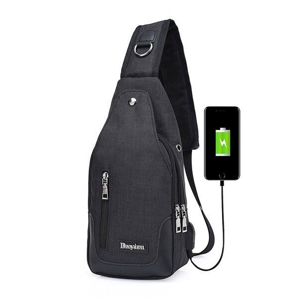 Mężczyźni Kobiety Port Usb Casual Outdoor Torba Na Klatkę Piersiową Crossbody Bag