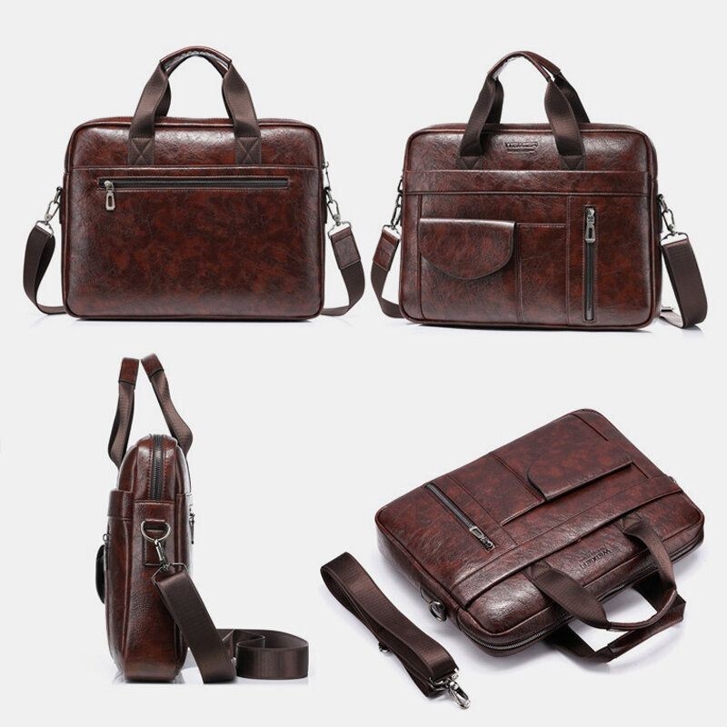 Mężczyźni Multi-pocket Anti-theft Crossbody Torby O Dużej Pojemności Retro 13.3 Cal Torba Na Laptopa Teczka Torba Na Ramię