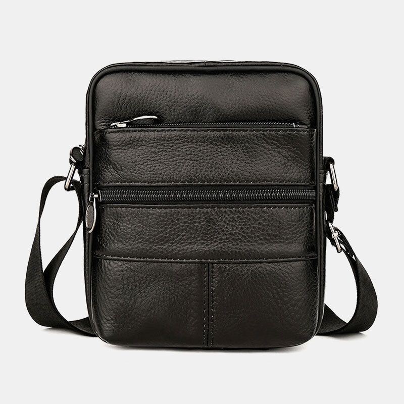 Mężczyźni Multi-pocket Anti-theft Pierwsza Warstwa Skóry Wołowej Crossbody Torby Retro Duża Pojemność Lekka 6.5 Cal Phne Torba Torba Torebka