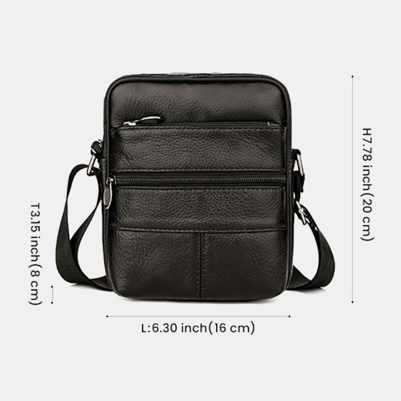 Mężczyźni Multi-pocket Anti-theft Pierwsza Warstwa Skóry Wołowej Crossbody Torby Retro Duża Pojemność Lekka 6.5 Cal Phne Torba Torba Torebka