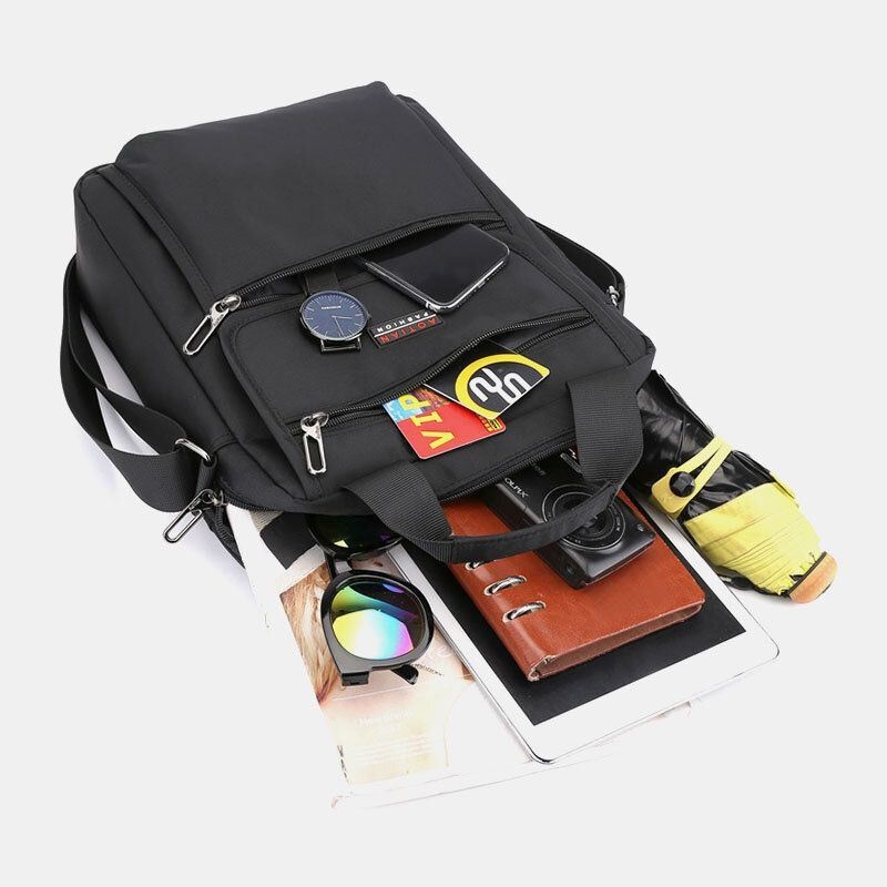 Mężczyźni Nylon Casual Krótkie Wodoodporne Multi-pocket Wielofunkcyjna 12-calowa Torba Na Laptop Torebka Torba Na Ramię Torba Crossbody