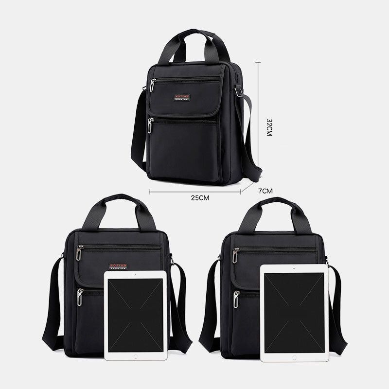 Mężczyźni Nylon Casual Krótkie Wodoodporne Multi-pocket Wielofunkcyjna 12-calowa Torba Na Laptop Torebka Torba Na Ramię Torba Crossbody