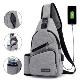 Mężczyźni Oxford Duża Pojemność Casual Outdoor Travel Port Ładowania Usb Torba Na Ramię Torba Na Klatkę Piersiową Torba Crossbody