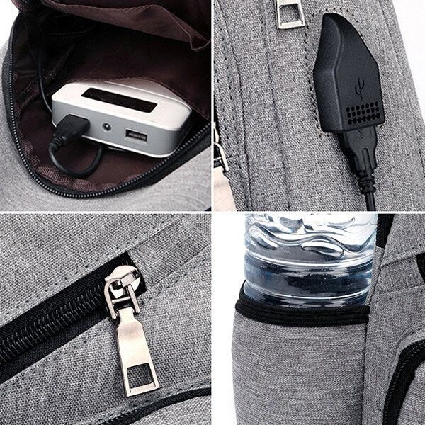 Mężczyźni Oxford Duża Pojemność Casual Outdoor Travel Port Ładowania Usb Torba Na Ramię Torba Na Klatkę Piersiową Torba Crossbody