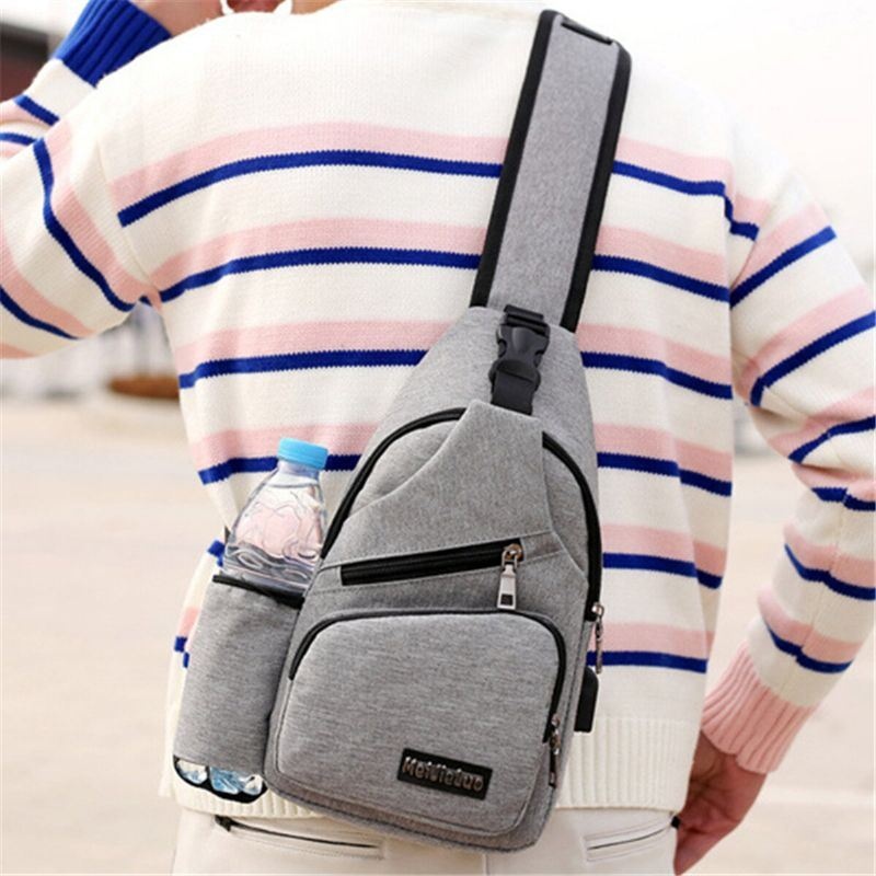 Mężczyźni Oxford Duża Pojemność Casual Outdoor Travel Port Ładowania Usb Torba Na Ramię Torba Na Klatkę Piersiową Torba Crossbody