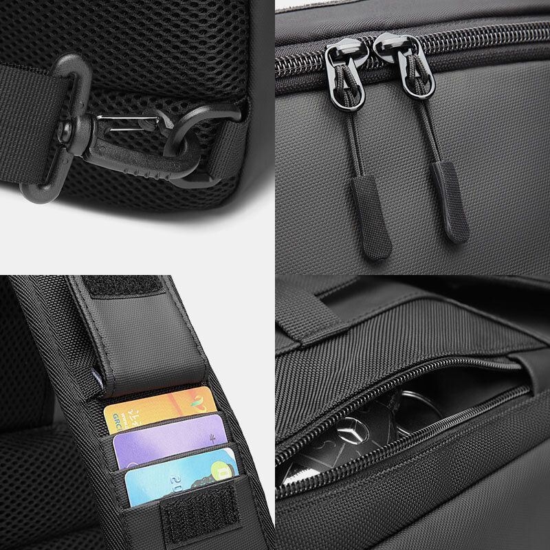 Mężczyźni Oxford Usb Charging Multi-pocket 3 Gniazda Na Karty Wodoodporna Zewnętrzna Torba Typu Crossbody Torba Na Klatkę Piersiową Sling Bag