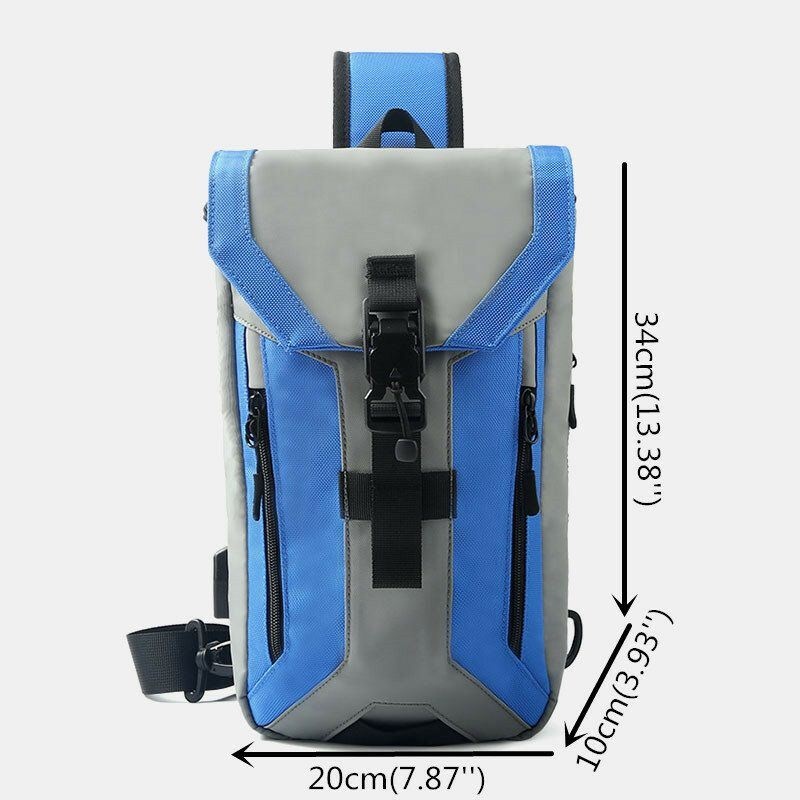 Mężczyźni Oxford Usb Charging Multi-pocket 3 Gniazda Na Karty Wodoodporna Zewnętrzna Torba Typu Crossbody Torba Na Klatkę Piersiową Sling Bag