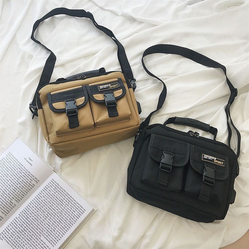 Mężczyźni Płótno Duża Pojemność Usb Ładowanie Vintage Hippie Torba Crossbody Torba Na Ramię