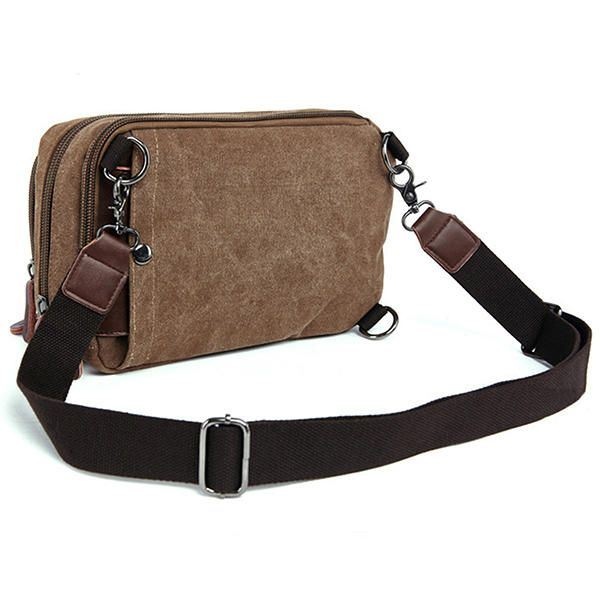 Mężczyźni Płótno Ze Skórzaną Retro Oddychająca Torba Na Klatkę Piersiową Torba Crossbody Dorywczo Podróżna Torba Na Ramię