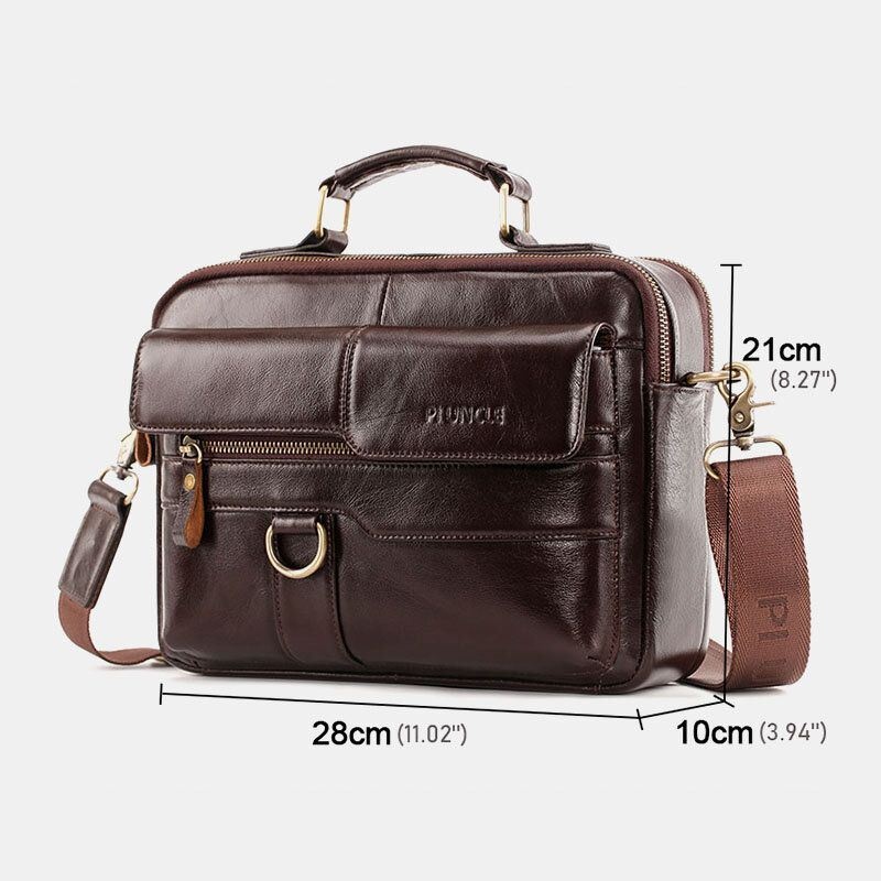 Mężczyźni Prawdziwej Skóry Z Wieloma Kieszeniami Torby Crossbody O Dużej Pojemności Retro 6.5 Cal Torba Na Telefon Teczka Torba Na Ramię Torebka