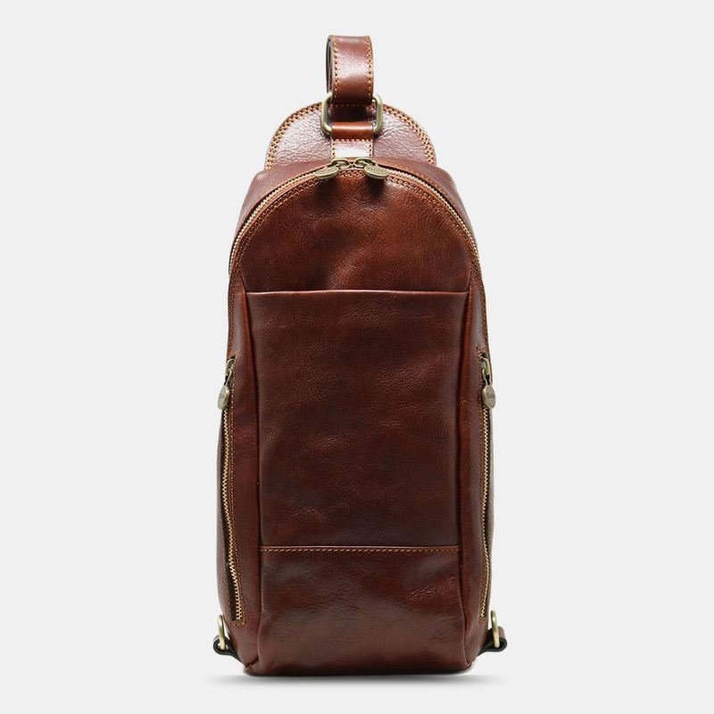 Mężczyźni Pu Leather Anti-theft Vintage Casual Torba Na Ramię Torba Crossbody Torba Na Klatkę Piersiową Torba Na Ramię Hippie Bag