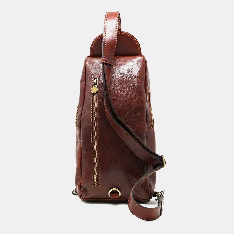 Mężczyźni Pu Leather Anti-theft Vintage Casual Torba Na Ramię Torba Crossbody Torba Na Klatkę Piersiową Torba Na Ramię Hippie Bag