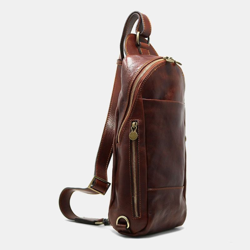 Mężczyźni Pu Leather Anti-theft Vintage Casual Torba Na Ramię Torba Crossbody Torba Na Klatkę Piersiową Torba Na Ramię Hippie Bag