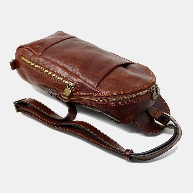 Mężczyźni Pu Leather Anti-theft Vintage Casual Torba Na Ramię Torba Crossbody Torba Na Klatkę Piersiową Torba Na Ramię Hippie Bag