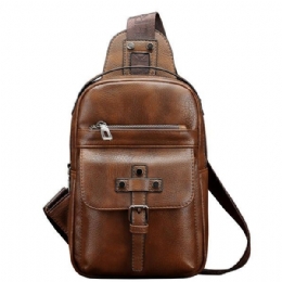 Mężczyźni Pu Leather Business Casual Torba Na Klatkę Piersiową Crossbody Torba Na Ramię Do Wypoczynku