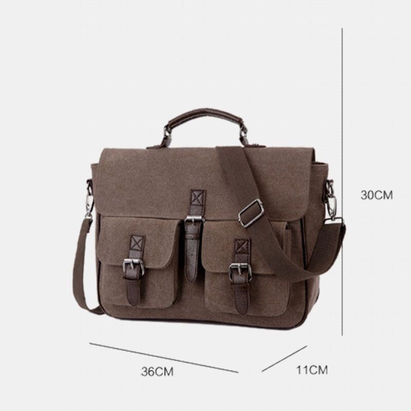 Mężczyźni Pu Leather Canvas Duża Pojemność 14 Cal Multifuntion Teczki Torby Crossbody Torebka Plecak