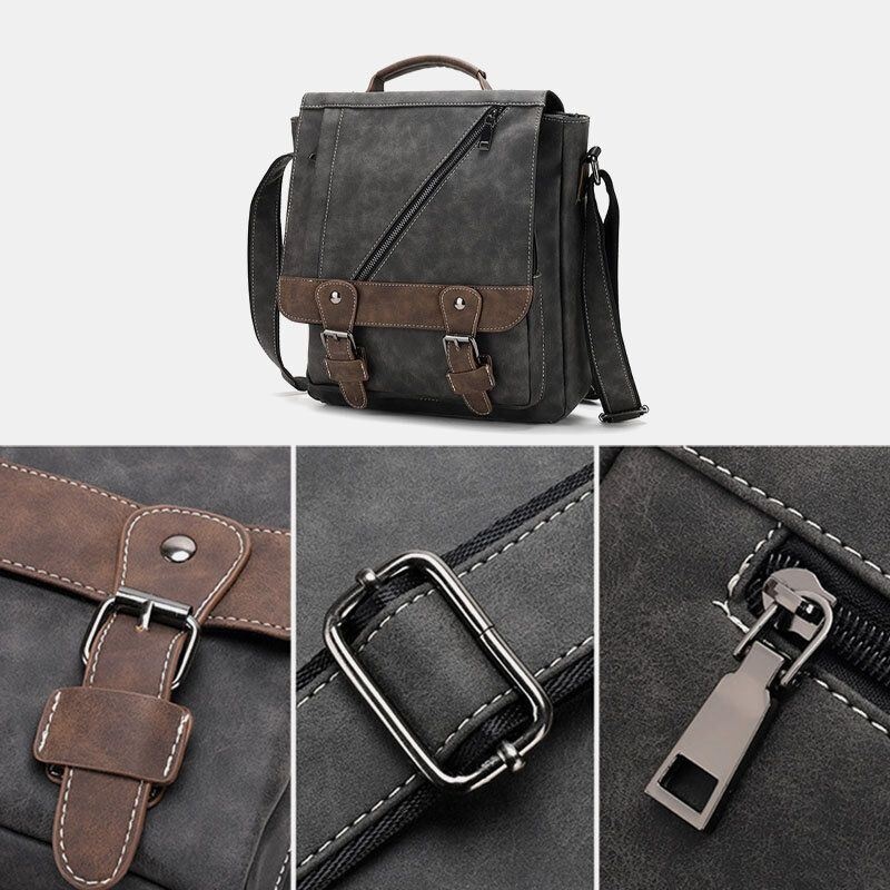 Mężczyźni Pu Leather Duża Pojemność Vintage Casual Wodoodporne Oddychające Torby Crossbody Torby Na Ramię Torebka