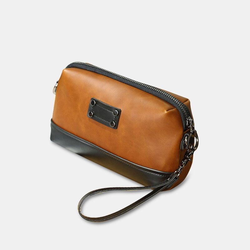 Mężczyźni Pu Leather Solid Color Anti-theft Casual Torba Na Telefon Torba Crossbody Torba Na Ramię