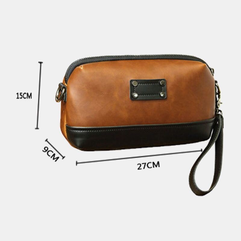 Mężczyźni Pu Leather Solid Color Anti-theft Casual Torba Na Telefon Torba Crossbody Torba Na Ramię