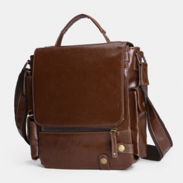 Mężczyźni Pu Leather Vintage Business Wielofunkcyjne Gniazda Na Wiele Kart Multi-kieszenie Torba Na Ramię Crossbody