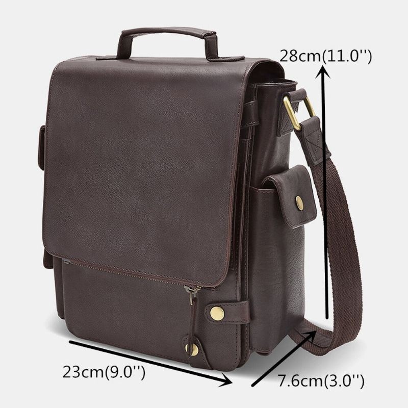 Mężczyźni Pu Leather Vintage Business Wielofunkcyjne Gniazda Na Wiele Kart Multi-kieszenie Torba Na Ramię Crossbody