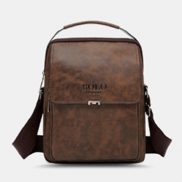 Mężczyźni Pu Leather Vintage Texture Duża Pojemność Zipper Decor Crossbody Bag Torba Na Ramię Torebka