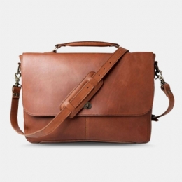 Mężczyźni Pu Leather Wielofunkcyjny Vintage 15.6-calowy Laptop Anti-theft Teczki Torba Crossbody Torba