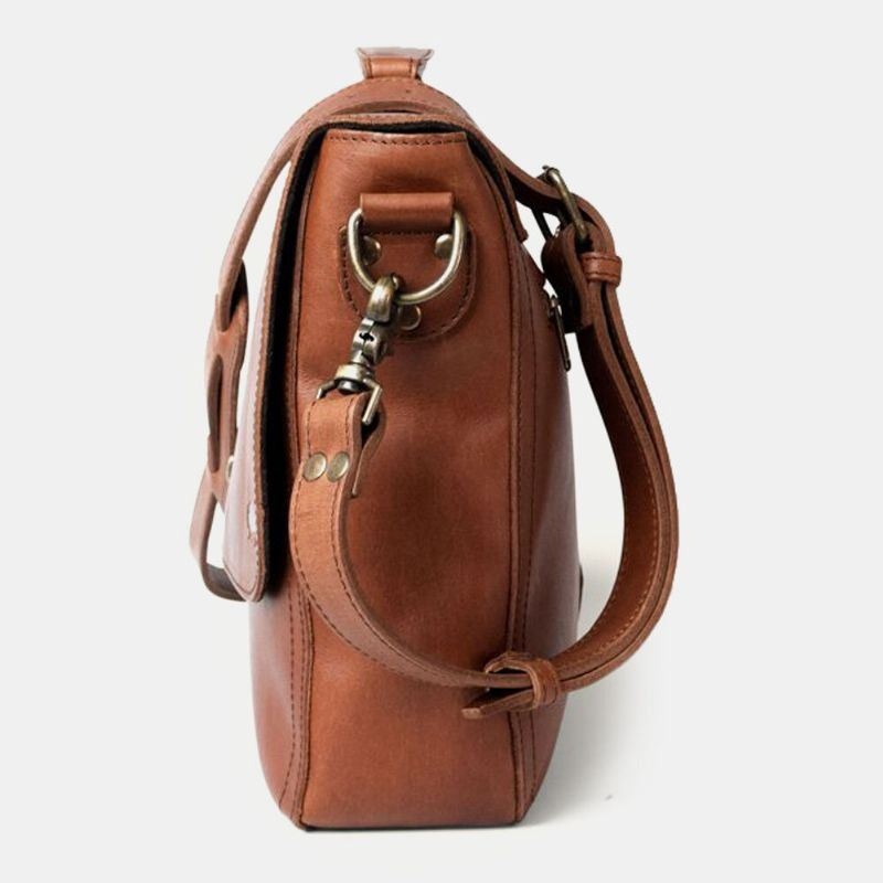 Mężczyźni Pu Leather Wielofunkcyjny Vintage 15.6-calowy Laptop Anti-theft Teczki Torba Crossbody Torba