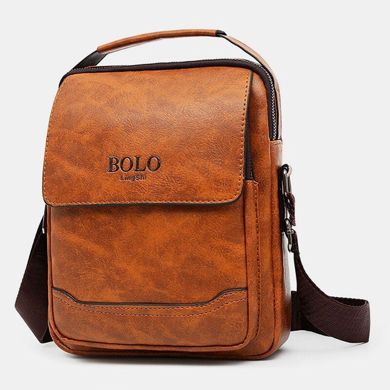 Mężczyźni Pu Skóra Multi-pocket Anti-theft Retro Crossbody Torby Torba Na Ramię Torebka Torba Teczka