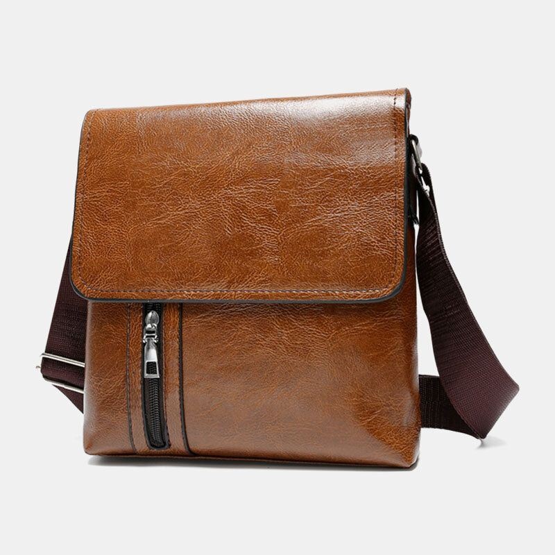 Mężczyźni Pu Skórzana Antykradzieżowa Torba Na Ramię O Dużej Pojemności Retro 6.3-calowa Torba Na Telefon Crossbody Torby