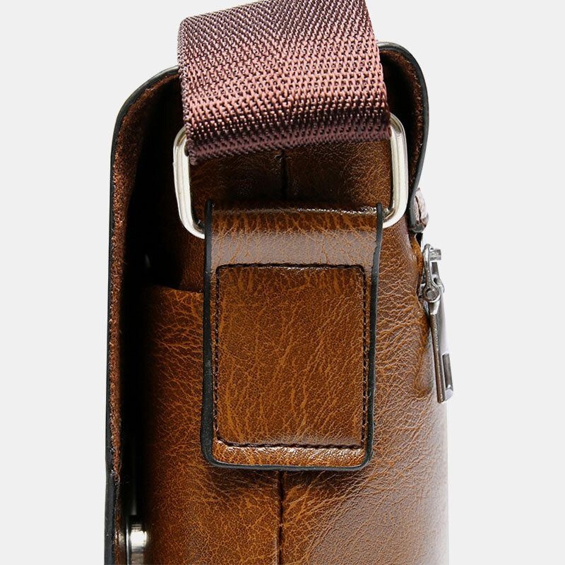 Mężczyźni Pu Skórzana Antykradzieżowa Torba Na Ramię O Dużej Pojemności Retro 6.3-calowa Torba Na Telefon Crossbody Torby