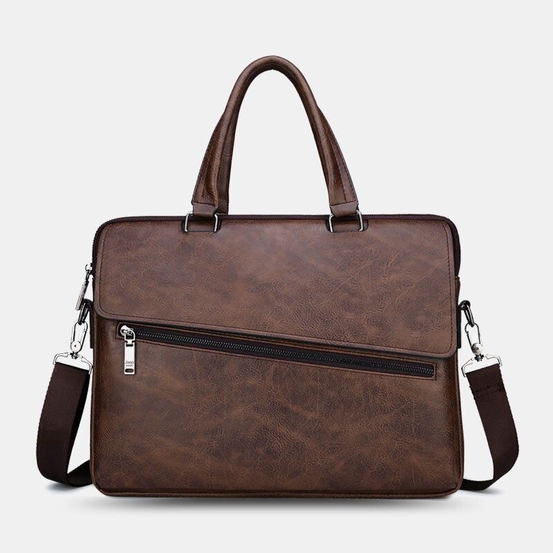 Mężczyźni Pu Skórzana Wielofunkcyjna Torba Antykradzieżowa Vintage Business Messenger Torba Crossbody Torba Torebka Torba Na Ramię