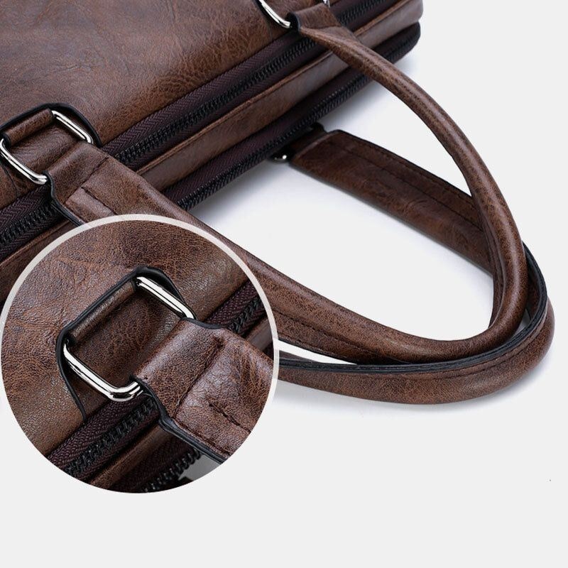 Mężczyźni Pu Skórzana Wielofunkcyjna Torba Antykradzieżowa Vintage Business Messenger Torba Crossbody Torba Torebka Torba Na Ramię