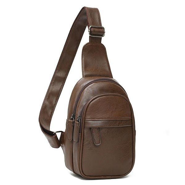 Mężczyźni Pu Skórzana Wodoodporna Torba Na Co Dzień Crossbody Torba Na Klatkę Piersiową Kolarstwo Outdoor Sports Torba Na Ramię