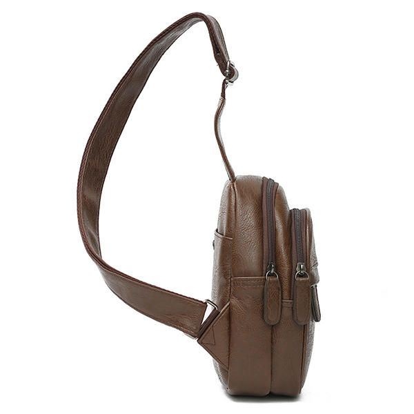 Mężczyźni Pu Skórzana Wodoodporna Torba Na Co Dzień Crossbody Torba Na Klatkę Piersiową Kolarstwo Outdoor Sports Torba Na Ramię