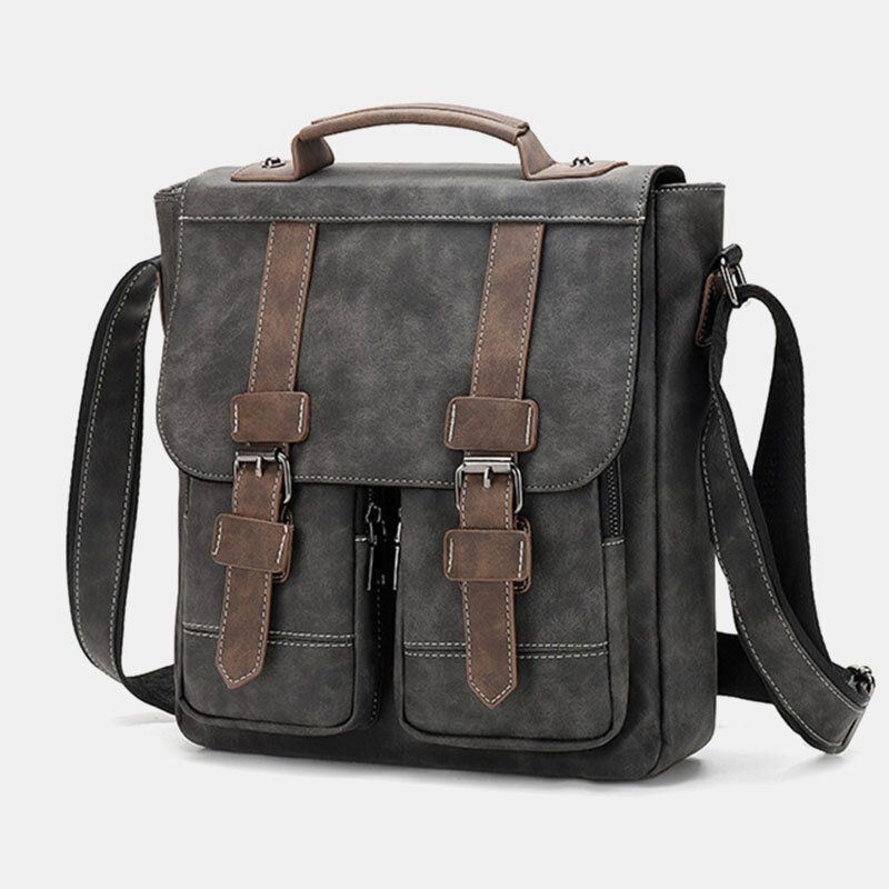 Mężczyźni Pu Skórzane Kieszenie Z Wieloma Kieszeniami Vintage Casual Wodoodporne Oddychające Torby Crossbody Torby Na Ramię