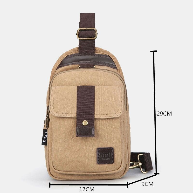 Mężczyźni Vinatge Anti-theft Płócienna Torba Na Klatkę Piersiową Torba Na Ramię Crossbody Bag