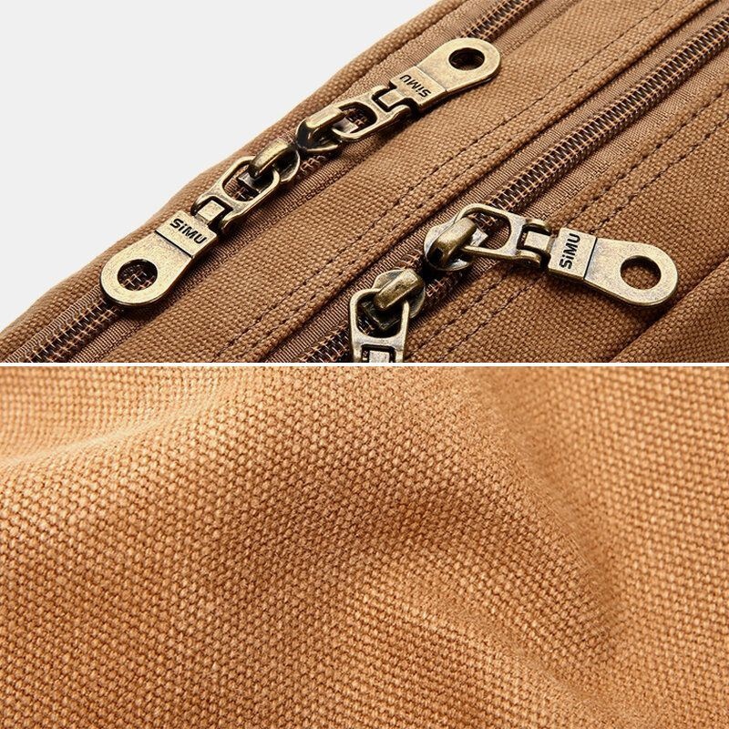 Mężczyźni Vintage Canvas Duża Pojemność Wielofunkcyjna Kieszeń Na Butelkę Wody Torba Crossbody Dorywcza Torba Na Ramię