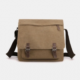 Mężczyźni Vintage Canvas Solid Color Duża Pojemność Odporna Na Zużycie Torba Na Ramię Crossbody