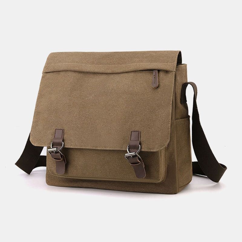 Mężczyźni Vintage Canvas Solid Color Duża Pojemność Odporna Na Zużycie Torba Na Ramię Crossbody